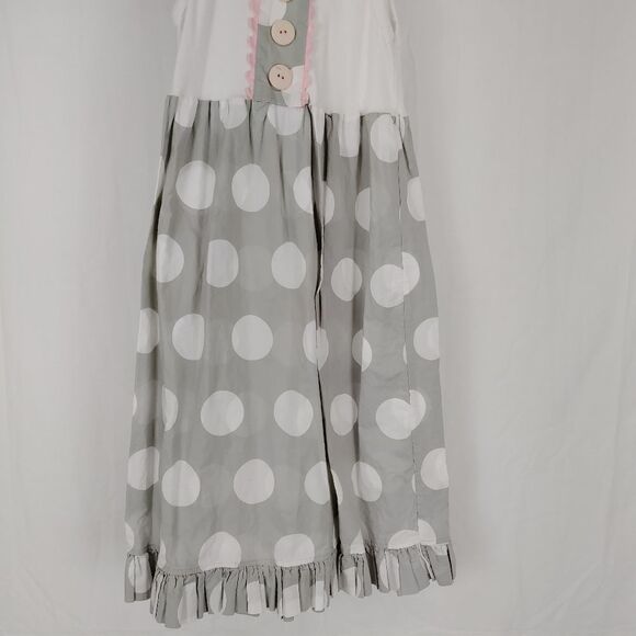 Hannah Kate White Tank Gray Polka Dot Dress Gown Long Girl's Size 5t - Picture 2 of 5